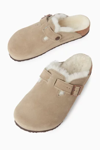 Boston Clogs in Suede & Shearling