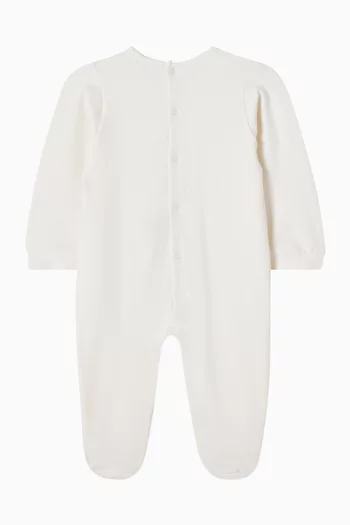 Bow-detailed Sleepsuit in Cotton