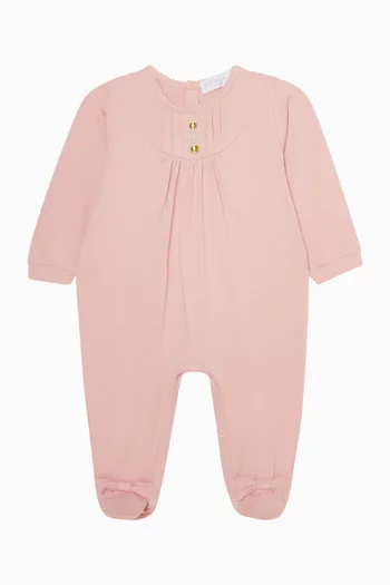 Bow-detailed Sleepsuit in Cotton