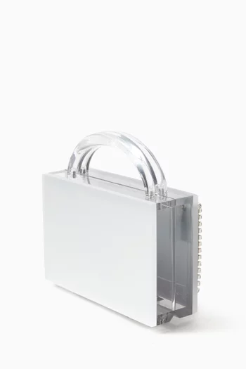 Minelli Crystal Fringe Clutch in Acrylic