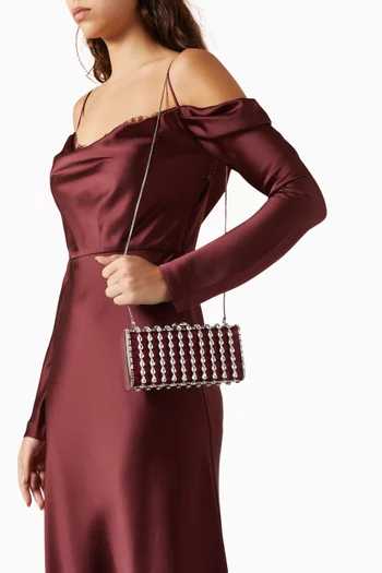 Alba Crystal-embellished Clutch in Satin