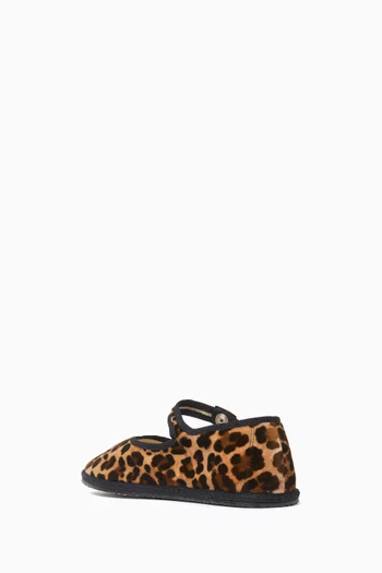 Mary Jane Leopard Ballerina Flats in Velvet