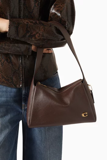 حقيبة كتف لولا جلد لامع بملمس حُبيبي