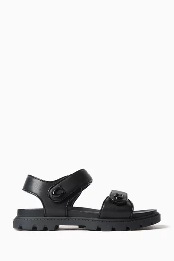 Brynn Logo Sandals in Leather