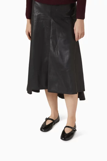 Sculpted Ballet Pumps in Crinkled Leather