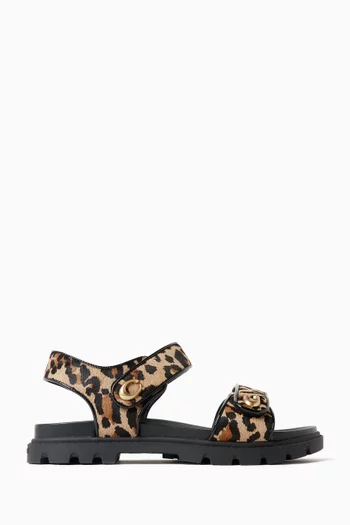 Brynn Sandals in Leopard-printed Calf Hair
