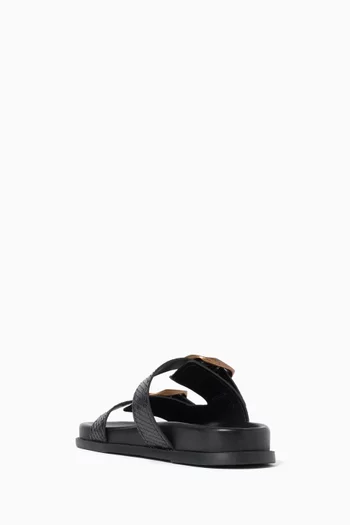 Lois Flat Sandals in Croc-embossed Leather