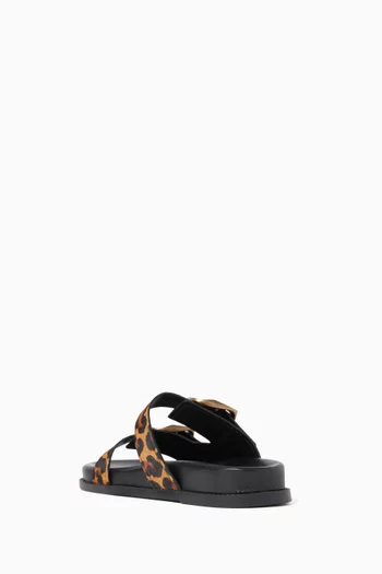 Lois Flat Sandals in Leopard-print Calf Hair