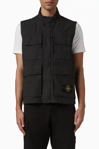 Utility Vest in Canvas Weave Cotton