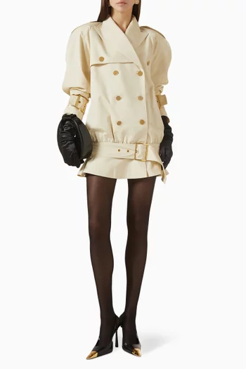 Signature Bomber Jacket with Peplum in Gabardine