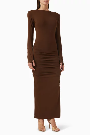 Draped Slit Maxi Dress
