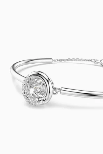 Dextera Crystal Bangle in Rhodium-plated Metal