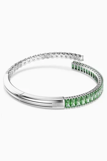 Matrix Crystal Bangle in Rhodium-plated Metal