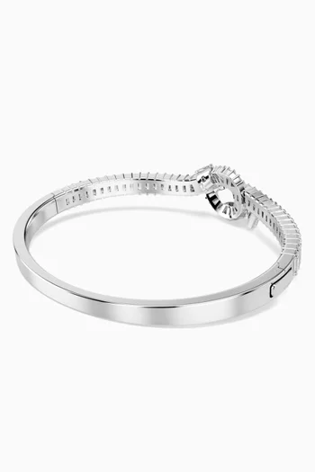 Matrix Baguette-cut Knot Bangle in Rhodium-plated Metal