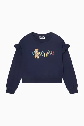 Logo Ruffle Sweatshirt in Cotton