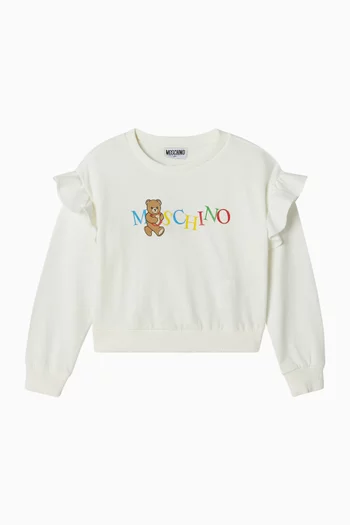 Logo Ruffle Sweatshirt in Cotton