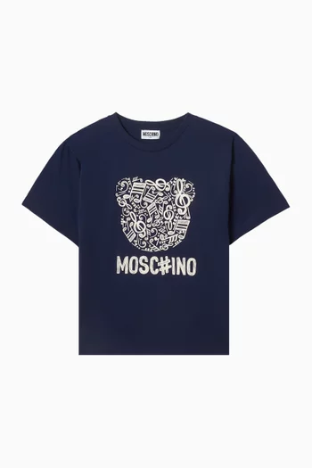 Musical Teddy Print T-shirt in Cotton