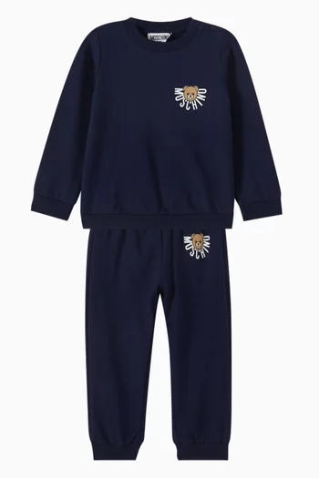 Bear Logo-print Tracksuit Set in Cotton Fleece