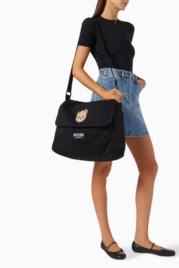 Teddy-print Changing Bag with Mat