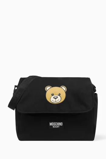 Teddy-print Changing Bag with Mat
