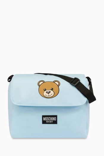 Teddy-print Changing Bag with Mat