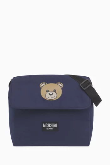 Teddy-print Changing Bag with Mat