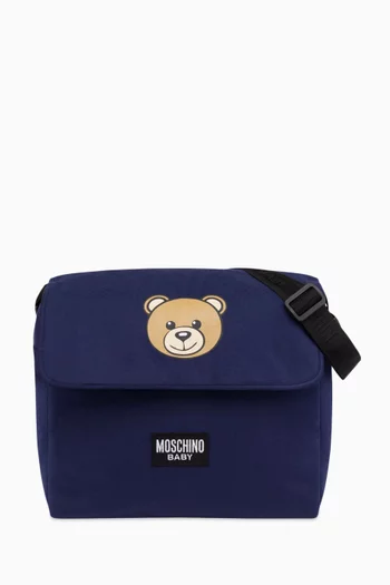 Teddy-print Changing Bag with Mat