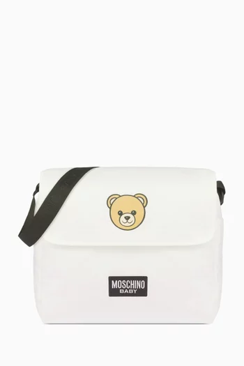Teddy-print Changing Bag with Mat