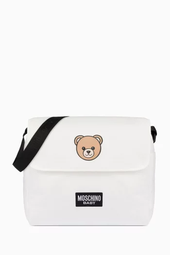 Teddy-print Changing Bag with Mat