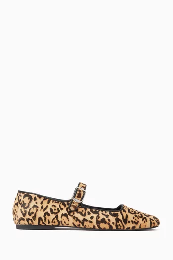 Binky Mary-Jane Shoes in Leopard-print Pony Hair