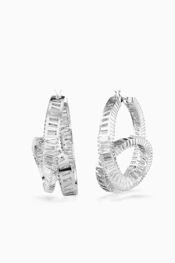 Matrix Hoop Twisted Earrings in Rhodium-plated Metal