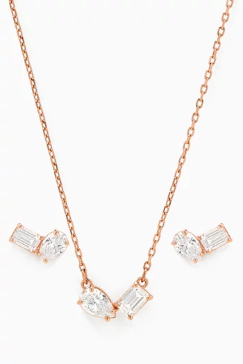 Mesmera Necklace & Earrings Set in Rose Gold-plated Metal