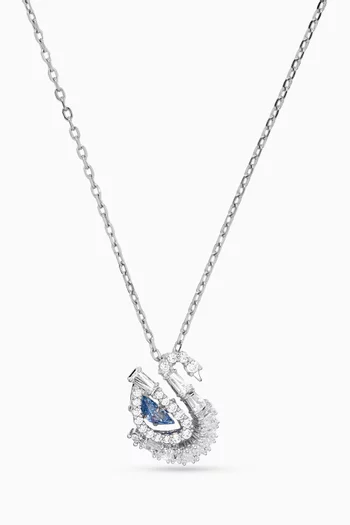 Swan Pendant Necklace in Rhodium-plated Metal