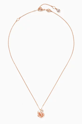 Swan Pendant Necklace in Rose Gold-plated Metal