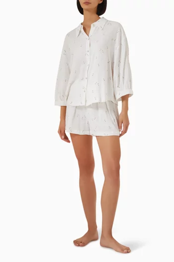 Broderie Anglaise Top in Linen Blend