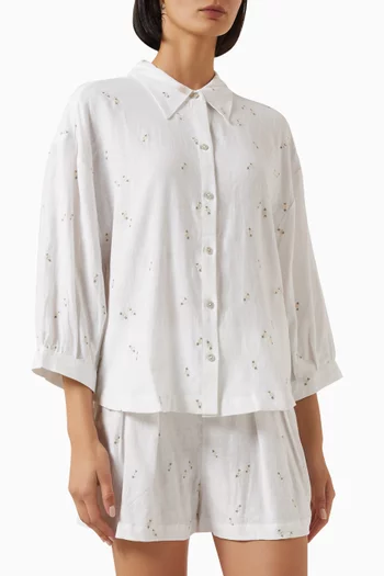 Broderie Anglaise Top in Linen Blend