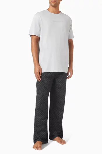 بنطال بيجاما بطبعة شعار الماركة قطن بوبلين