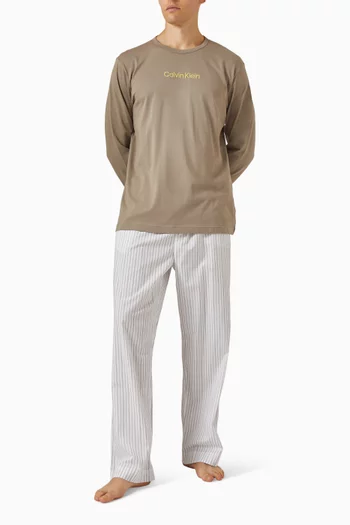 Striped Pyjama Pants in Cotton Poplin