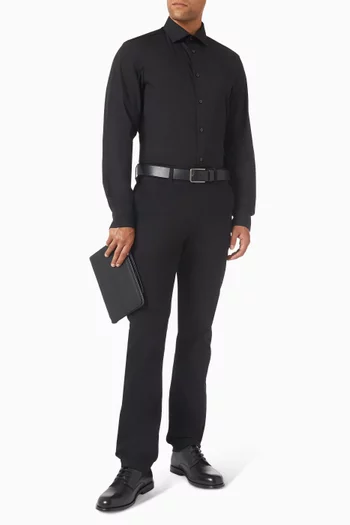 قميص بأكمام طويلة بوبلين مطاطي