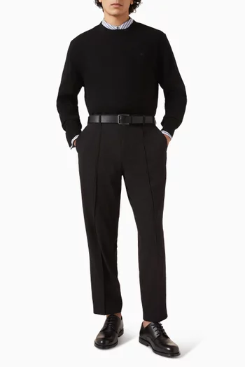 سترة بفتحة رقبة مستديرة صوف مارينو