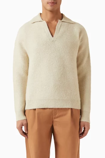 سترة جوني بياقة من مزيج ألباكا الناعم