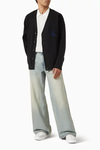 كارديغان بشعار الماركة مزيج قطن