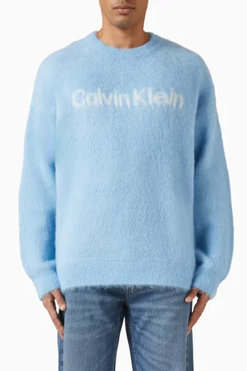 سترة بشعار الماركة مزيج صوف ألباكا ناعم