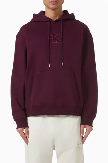 Monogram Logo Patch Relaxed Hoodie in Fleece