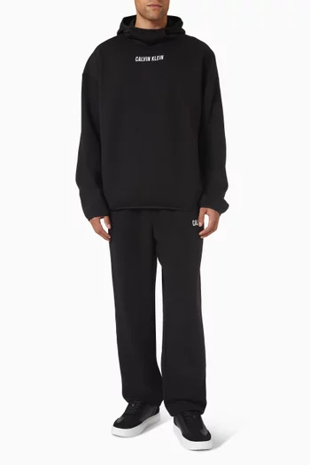 كنزة بغطاء رأس وشعار الماركة مزيج فيسكوز