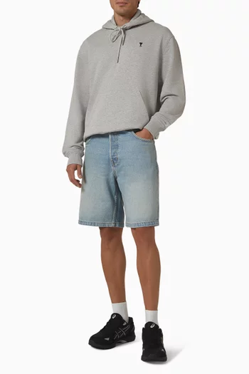 كنزة بغطاء رأس وشعار آمي دي كور بلون مغاير صوف قطني