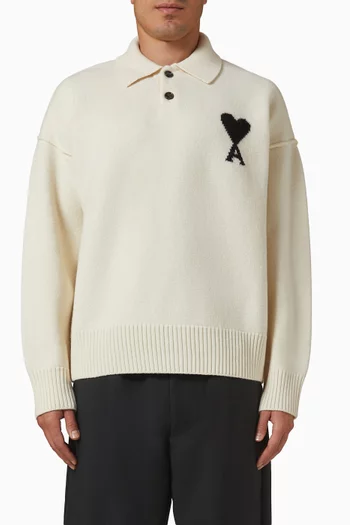 Ami De Coeur Polo Sweater in Felted Wool