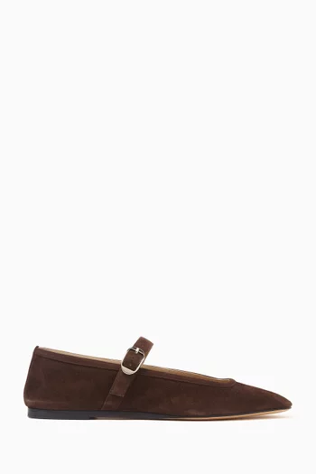 Ballet Mary Jane Flats in Suede
