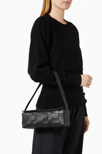 East West Shoulder Bag in Woven Leather