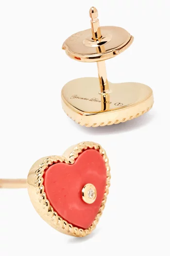 Orange Paire De Puces Coeur Couleur Onyx Studs